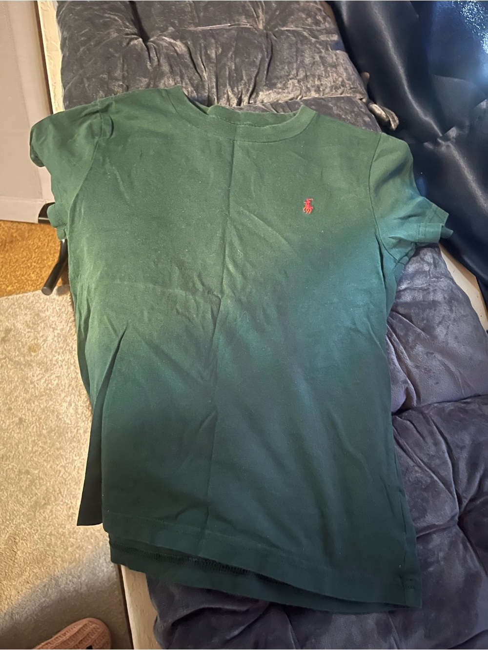 Ralph Lauren Green Short Sleeve Cotton Tee with Red Pony